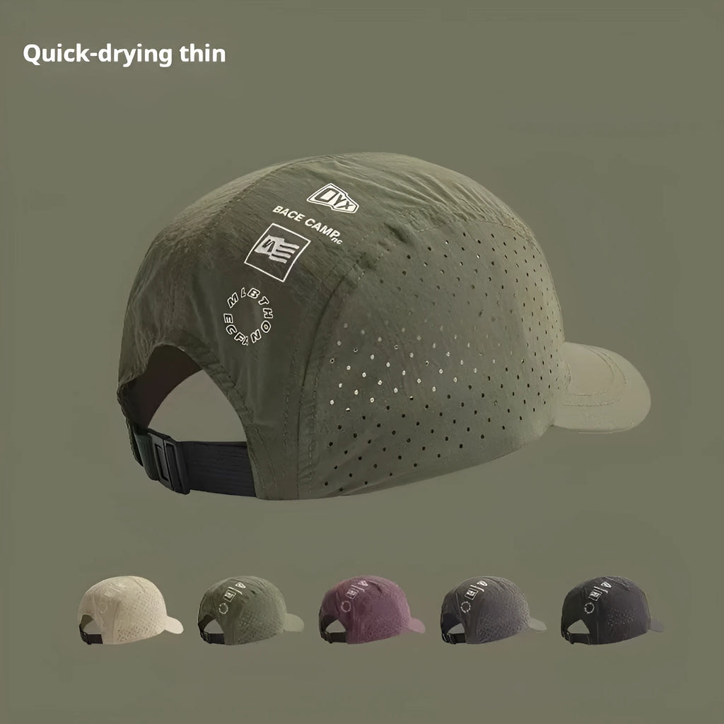 Men's grey breathable mesh baseball cap with an adjustable strap and dome crown.