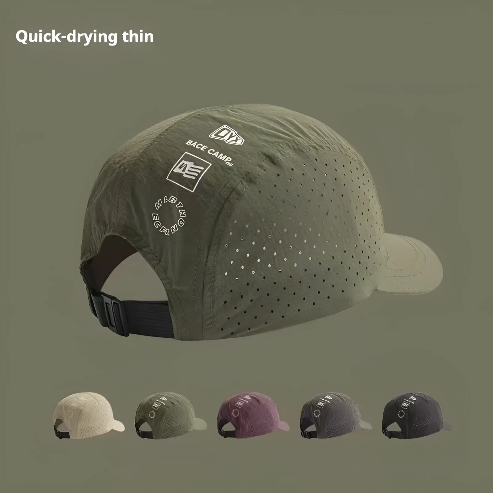 Men's grey breathable mesh baseball cap with an adjustable strap and dome crown.
