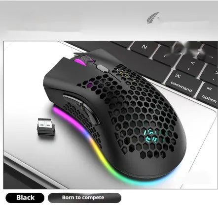 Hollow-out luminous wireless gaming mouse with charging function