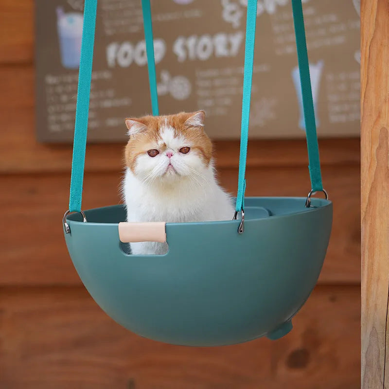 Plastic cat nest for small dogs in moss green colour, smooth surface and easy to clean