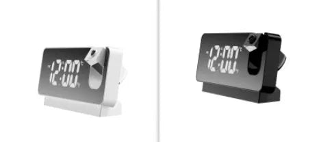 Rectangle 6-inch LED projection alarm clock with plastic mirror display on desk