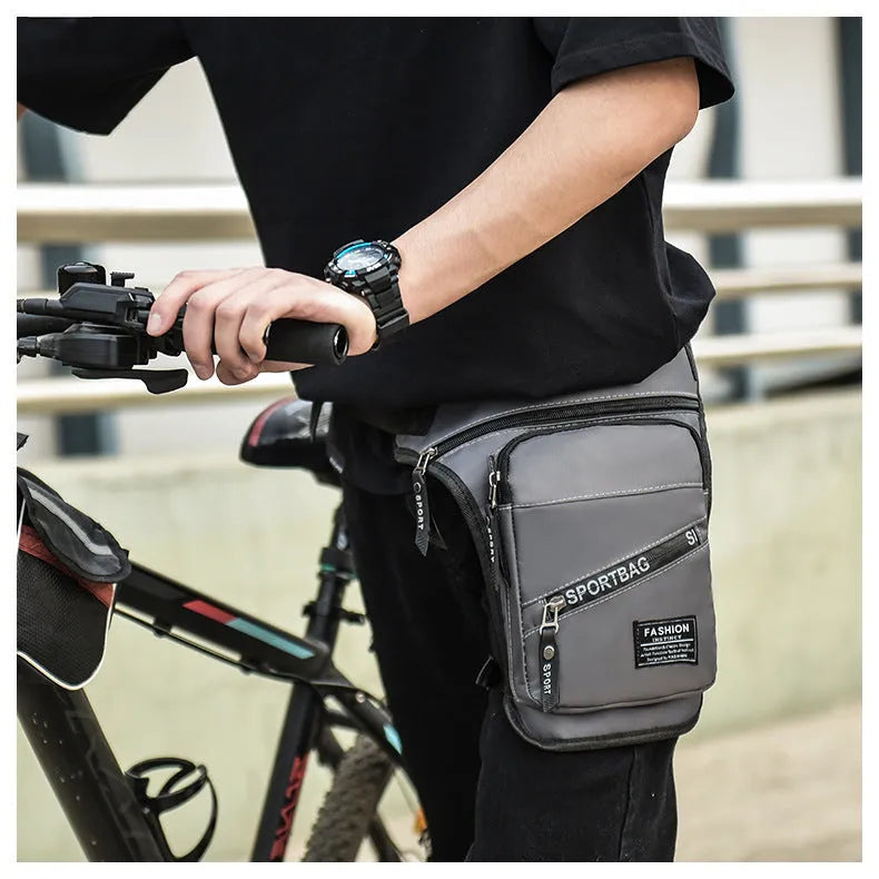 Crossbody cycling leg bag in nylon material with waterproof and anti-theft features