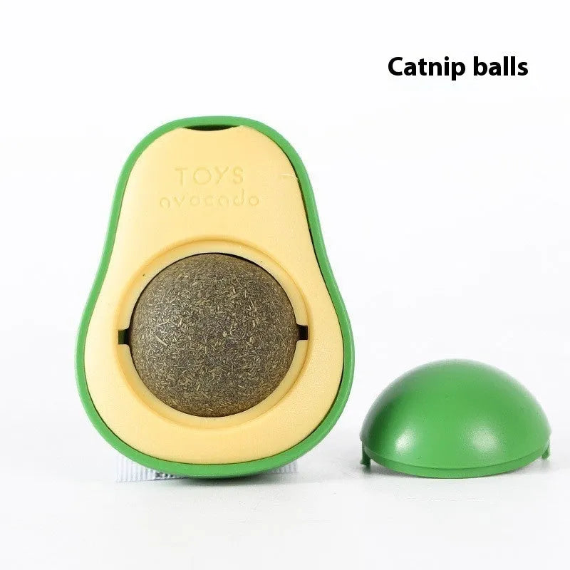 Plastic catnip ball toy in various colours with textured surface for molar teeth cleaning