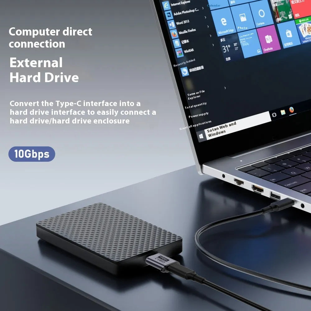 USB converter adapter showing Micro B connector with Type-C and USB interface options for data transfer and charging