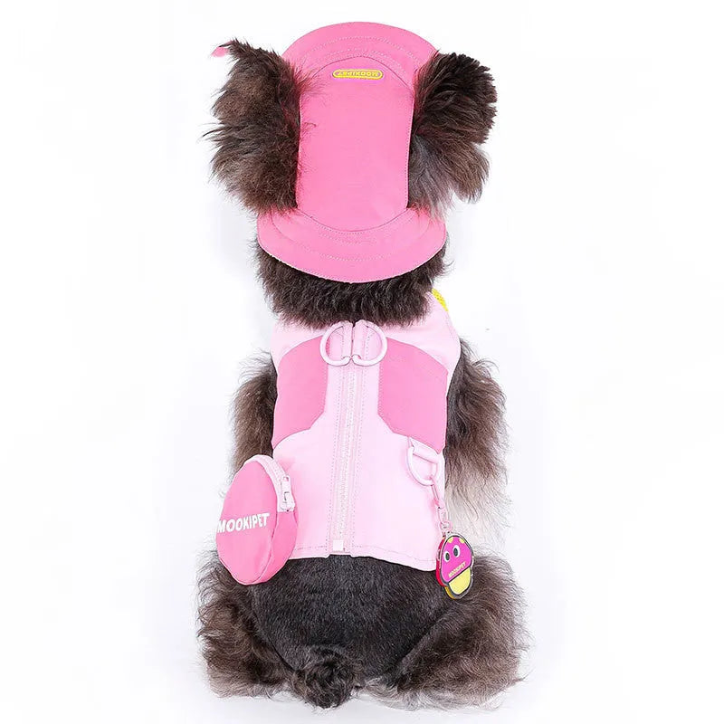 Pink polyester dog vest for Bichon, Teddy and Schnauzer breeds in seven sizes