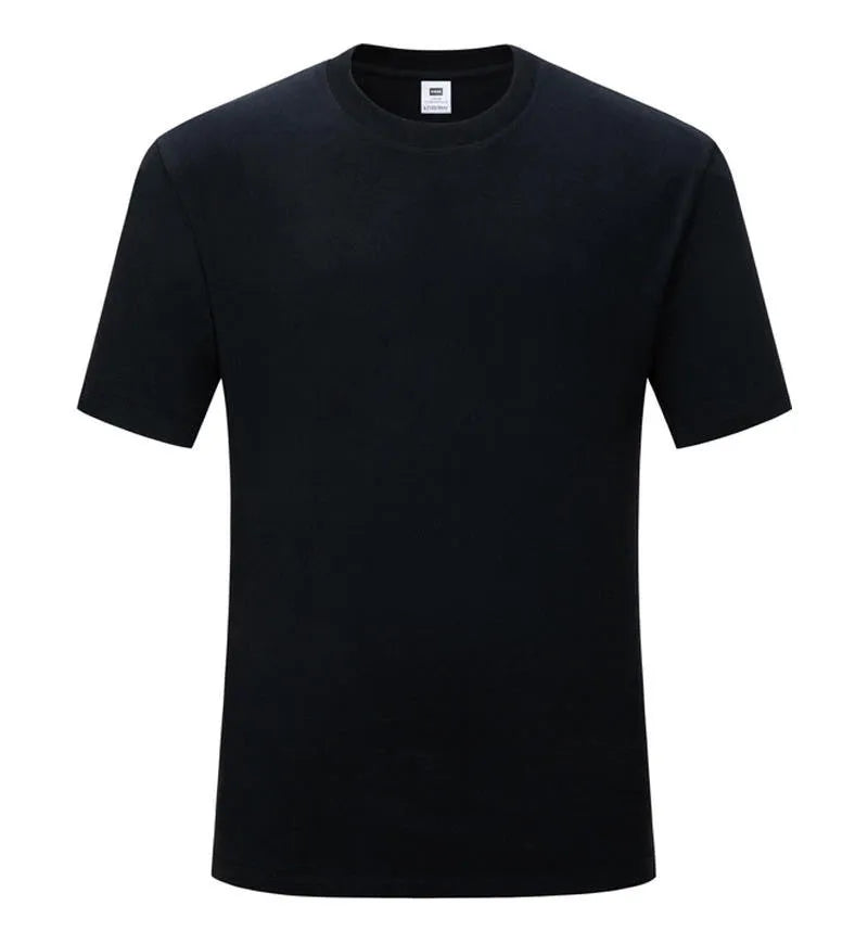 Cotton slim fit T-shirt with round neck and short sleeves in black colour