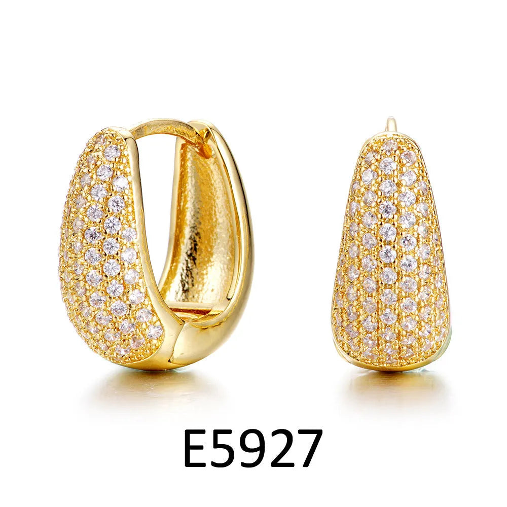 Brass gold plated heart shaped zircon ear clip earrings for women with non-pierced fitting