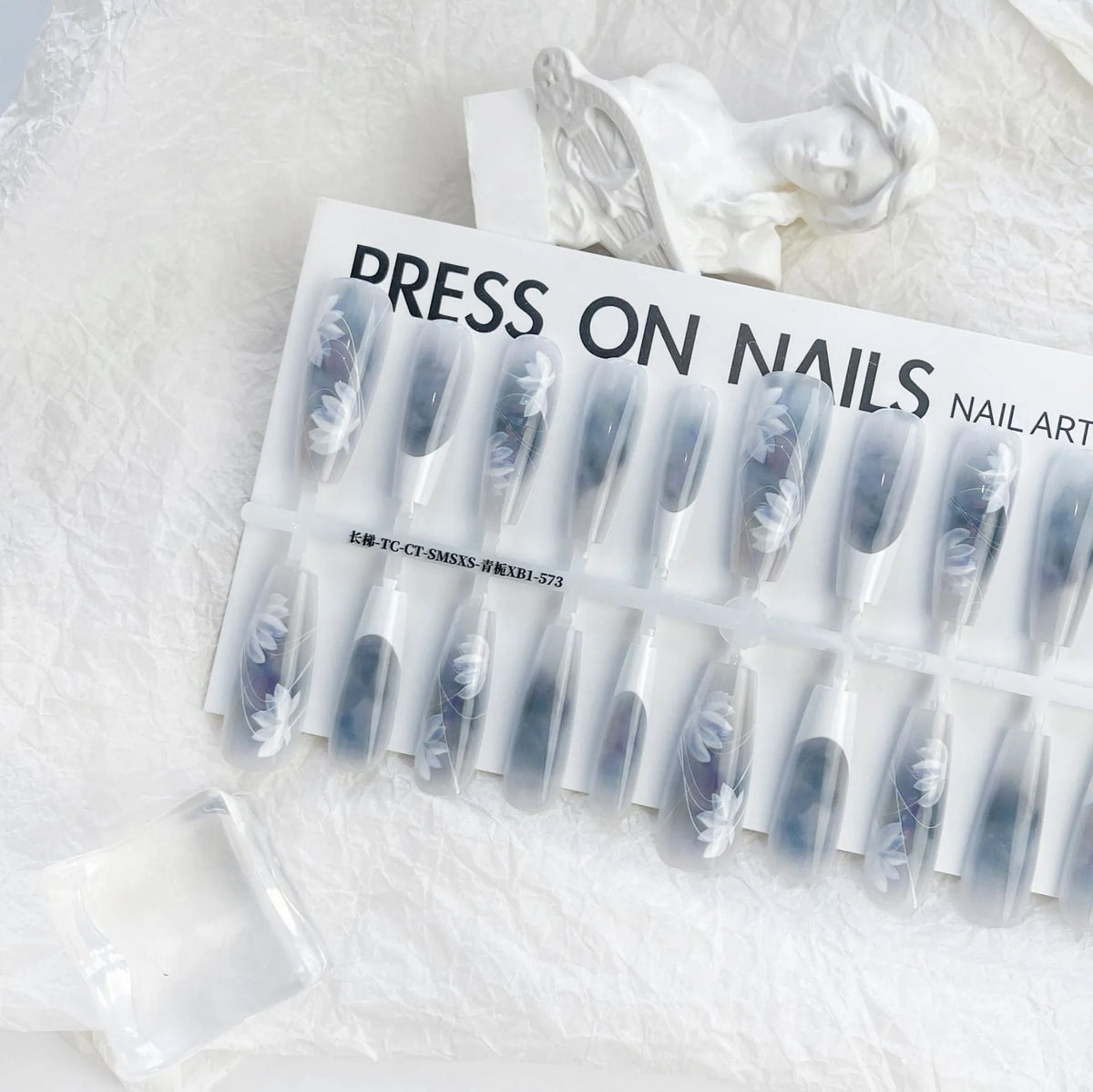 40PCS Chinese butterfly long ladder nail stickers in Qingzhi XB1-573, SMSXS sizes, glossy and unsealed layer options.