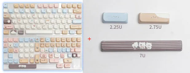 High Sea Salt Cat themed PBT plastic key cap set for mechanical keyboards, showing full layout with coloured keys.