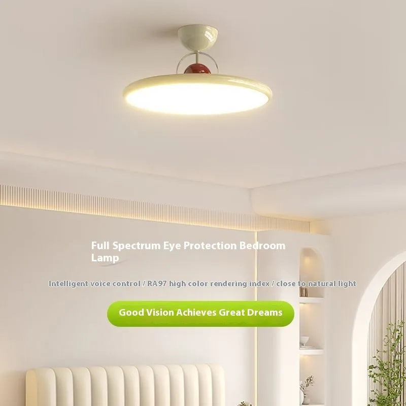 Modern Nordic style ceiling light with full spectrum eye protection technology in bedroom setting
