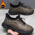 Men's black fleece-lined waterproof sneakers with synthetic leather upper and rubber sole