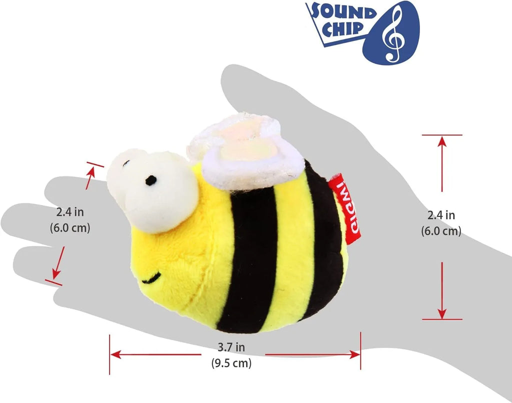 Yellow bee-shaped electronic cat toy with motion-activated chirping for indoor feline entertainment