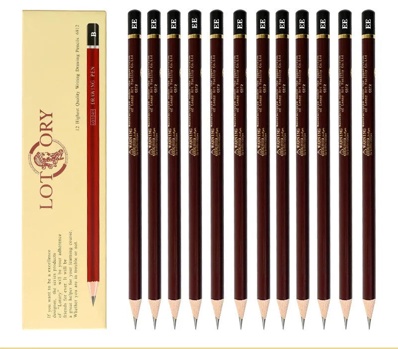 Professional charcoal drawing set with 34 pencil types including soft carbon tools and grades from 2H to EE