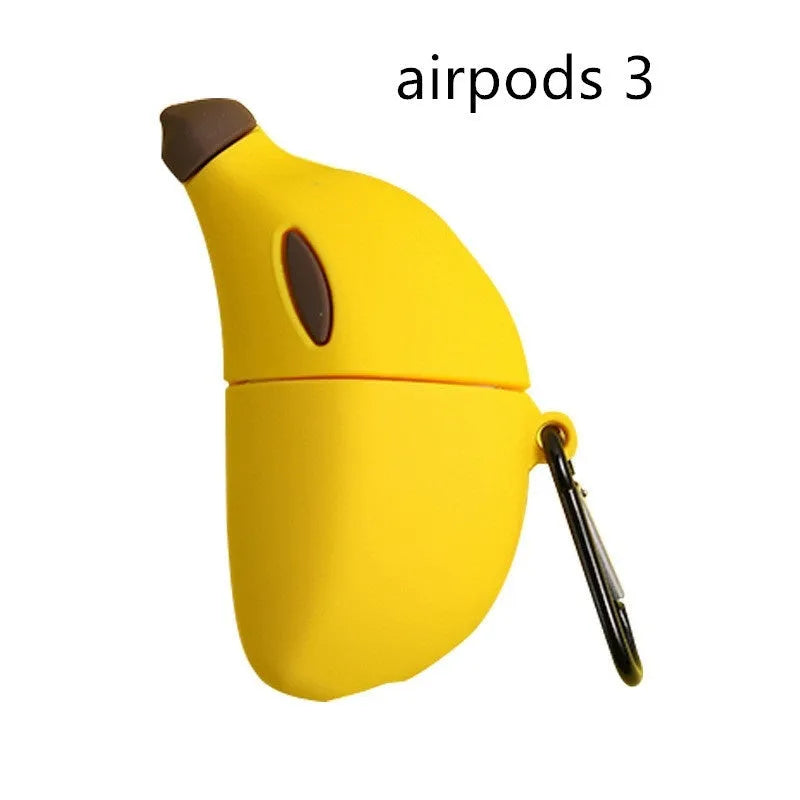 Yellow banana design silicone protective cover for Apple AirPods Pro wireless headphones