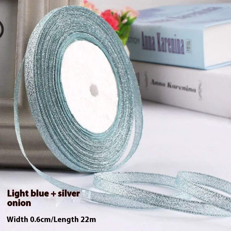 Roll of 0.6cm wide decorative polyester ribbon in a choice of 21 colours including metallic options.
