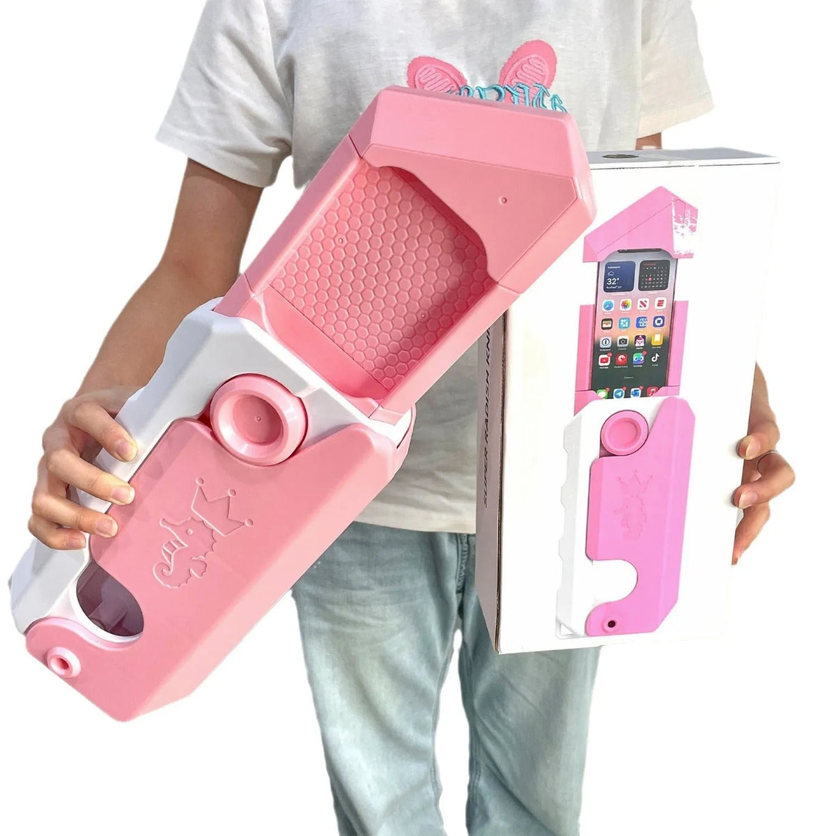 Radish knife phone case decompression toy in pink and white or purple orange, plastic universal phone case.