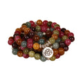 108 bead multi-layer bracelet with lotus hanging ornament in tourmaline colour