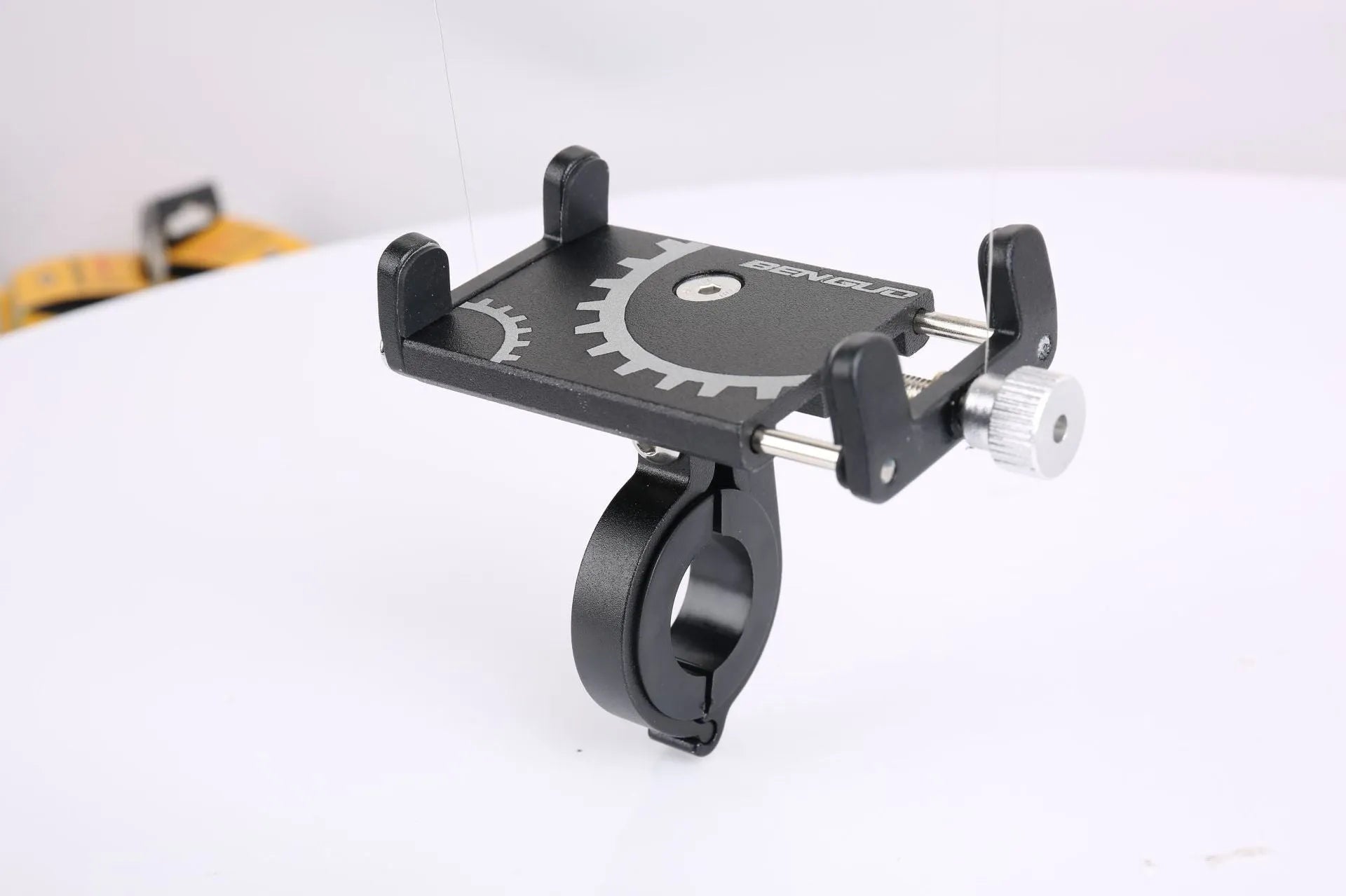 Aluminium alloy bicycle phone holder with fixed mount design in black, red and titanium colour options