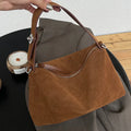 Women's genuine leather baguette underarm bag in deep coffee, soft cowhide, 32x20x10cm, sandwich pocket