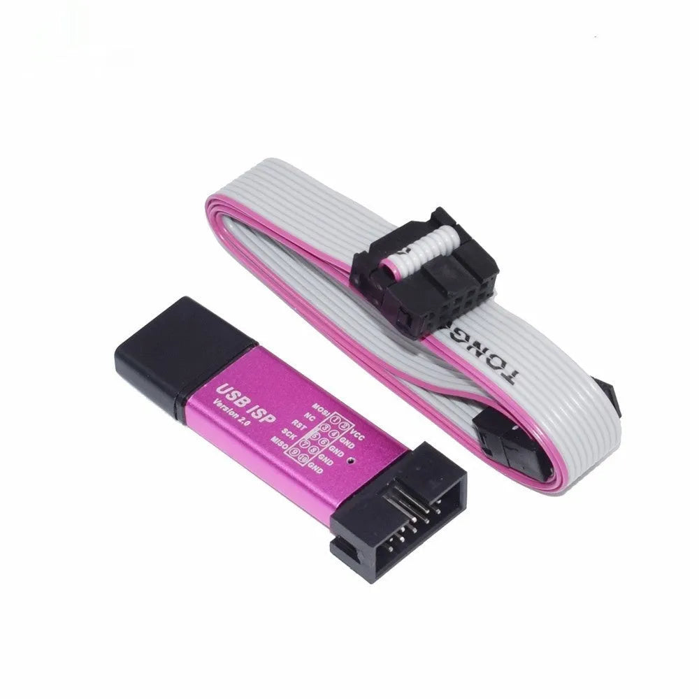 USB ISP programming burner with shell, IDC10 interface and 500mA fused fuse for 51 single chip microcomputer and AVR chips