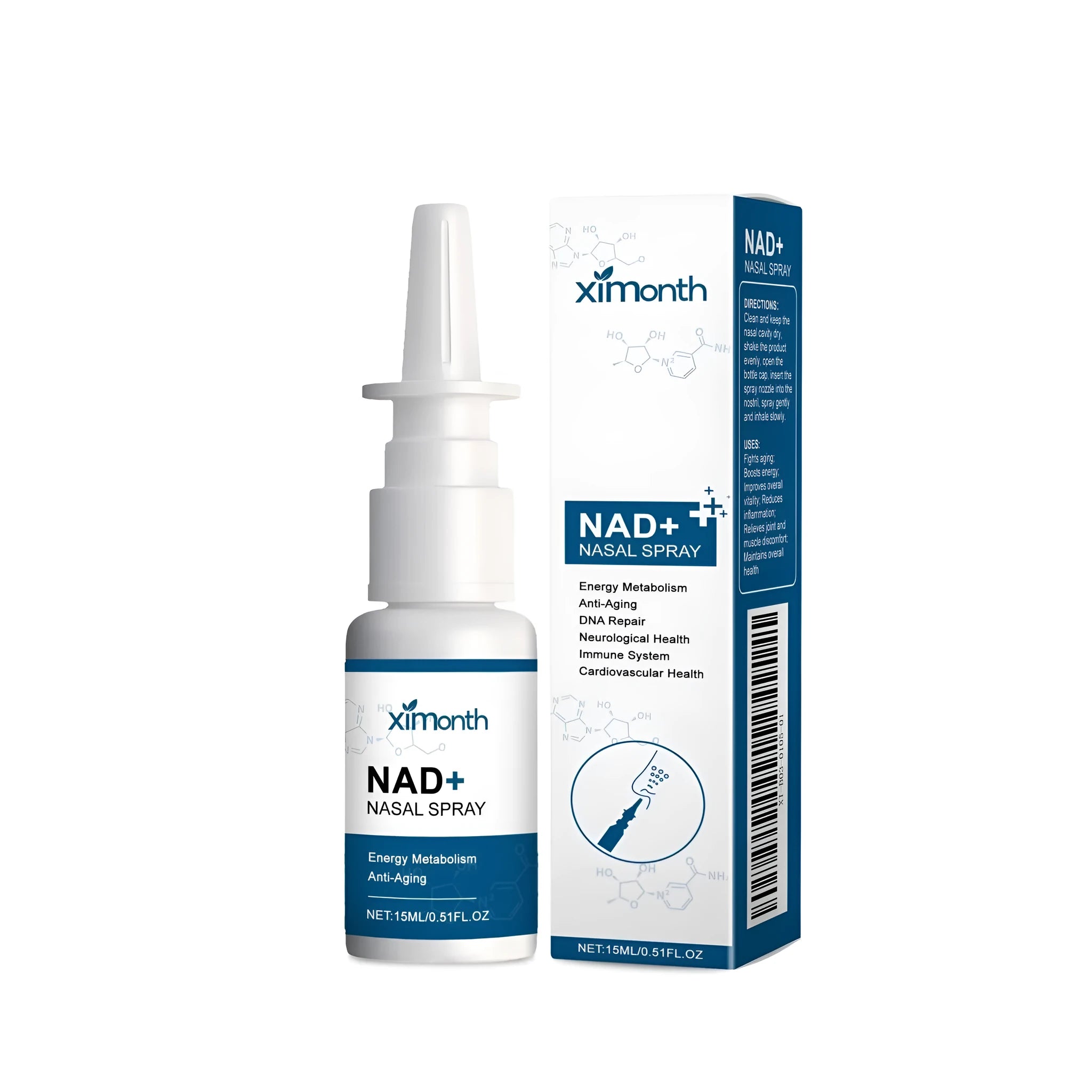 A 15ml bottle of herbal nasal spray with calendula and mint extract on a plain background.