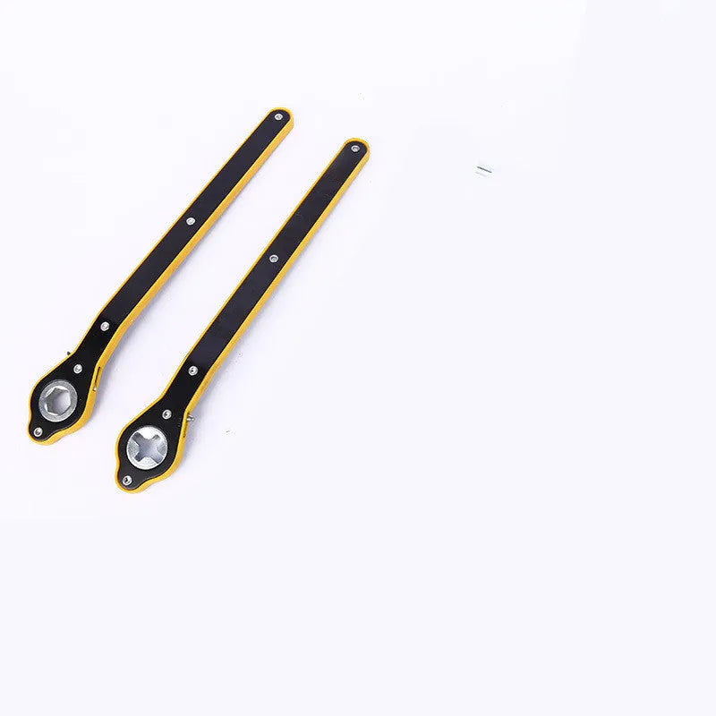 Car jack hand crank wrench in high carbon steel with galvanised metric single head and labor-saving rocker design