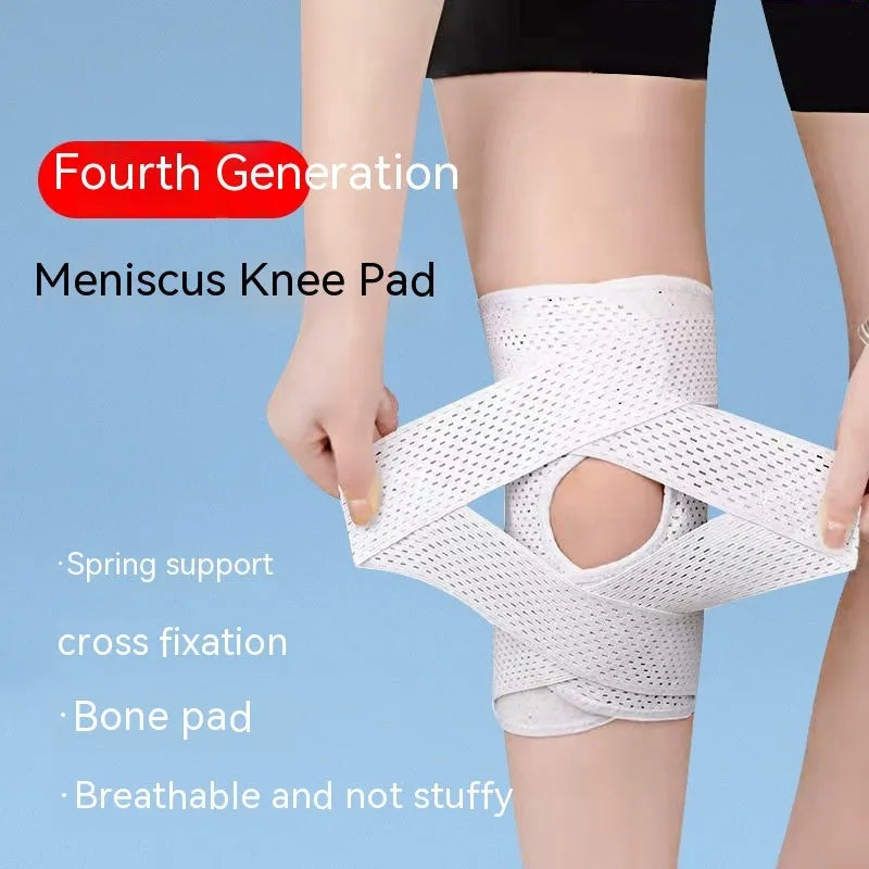 Black and white knee protective sleeves for meniscus and patellar injury recovery during sports