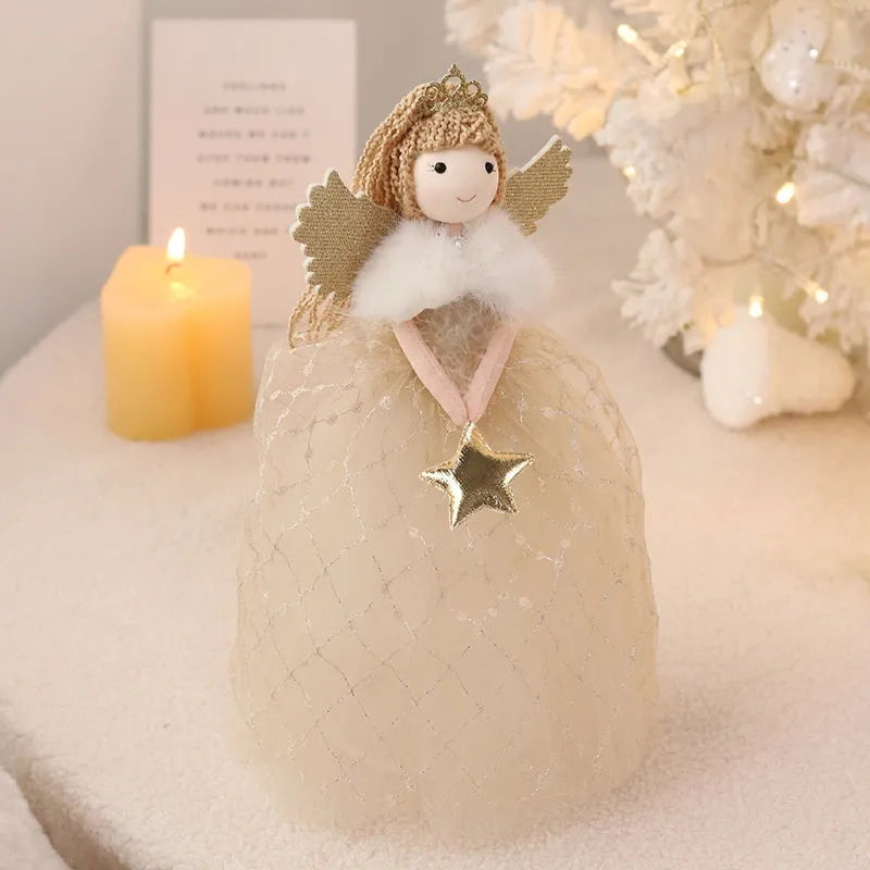 Ins cute angel little girl doll ornament in gold or light grey, non-woven fabric, 26x15cm