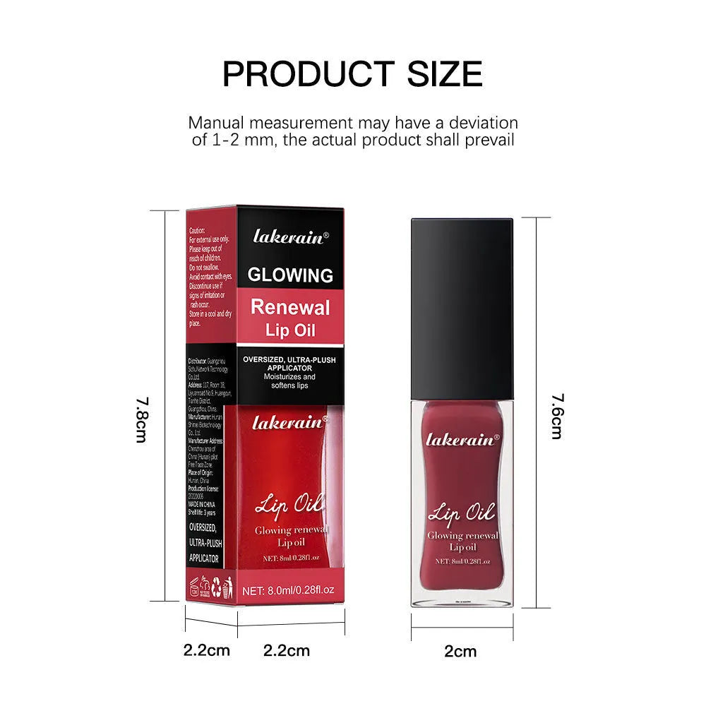 Lip gloss in seven colour variations including coral, clear, honey, jam, pink, red, and rose shades in 8ml foreign edition packaging