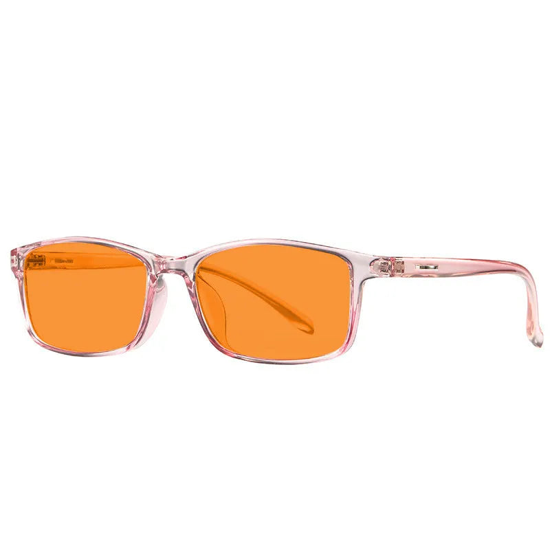 Orange anti-blue light UV glasses with full rim frame in multiple colour options