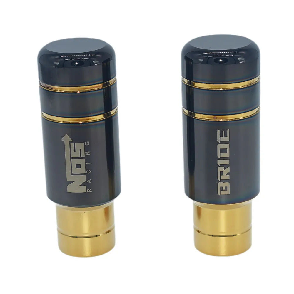 Roasted blue stainless steel car gear shift head with three black rubber installation sleeves