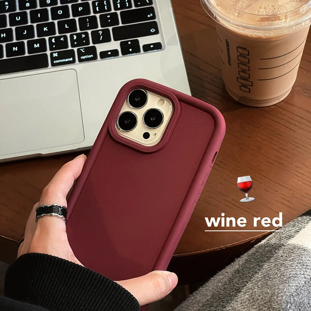 Frosted silicone phone case for iPhone showing skin-feel texture and full-cover protection