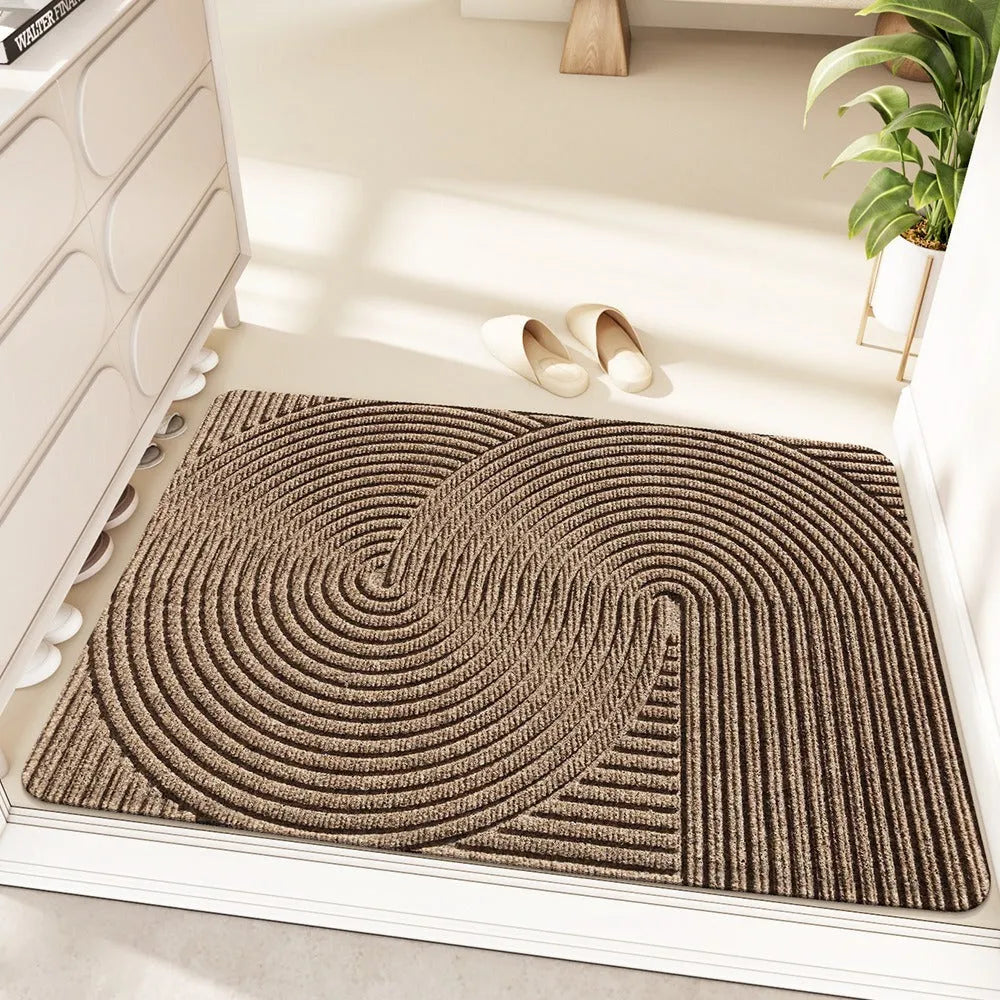 Alien-shaped silk ring entrance doormat with cartoon anime pattern in blue colour