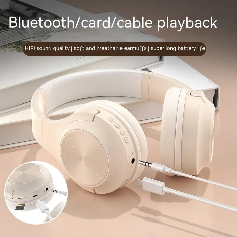 Creative design wireless Bluetooth headset shown in Ivory White, Chalk Black, and Youth Green colour options.