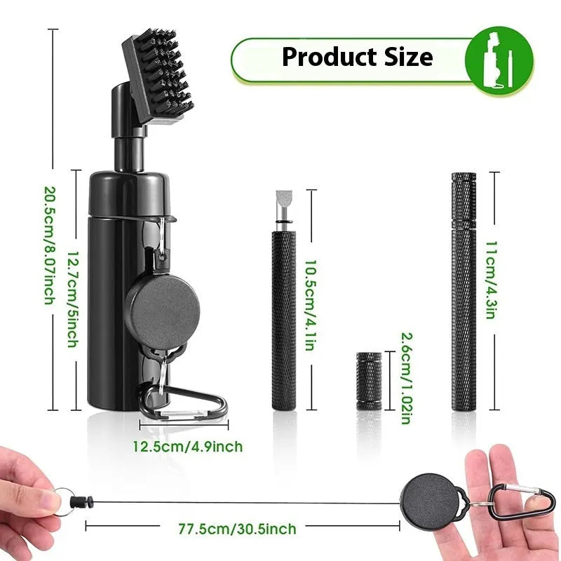 Black plastic golf club cleaning tool set of 6 for cleaning irons and putters