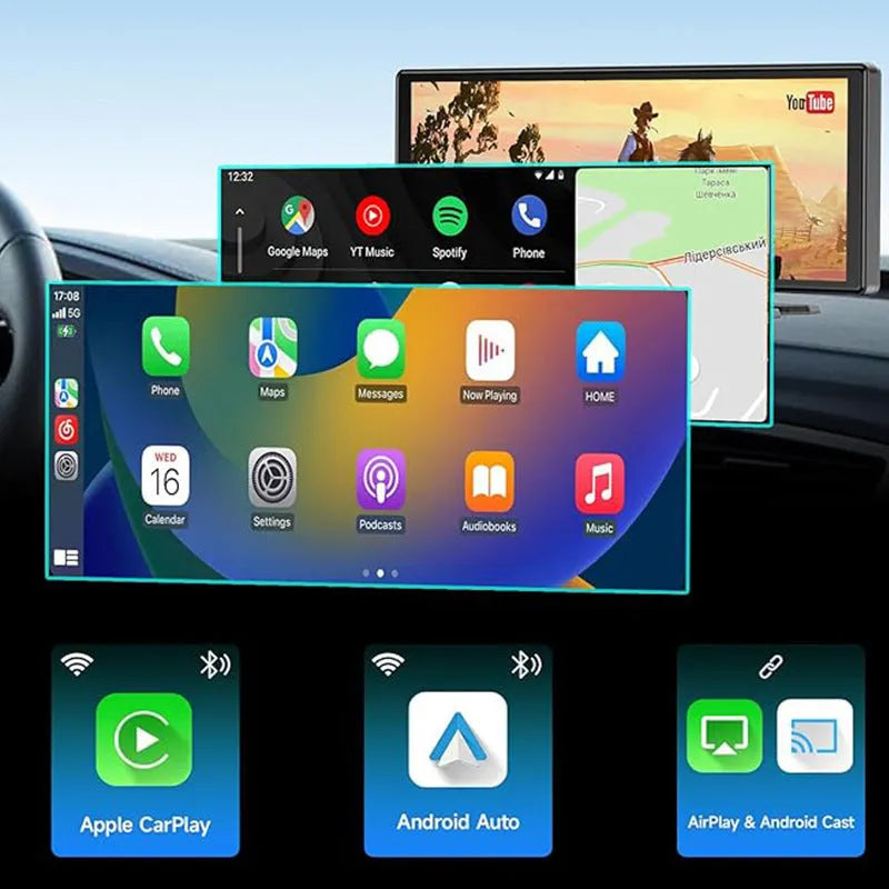 10.26-inch touch screen car navigation and dash cam with front and rear cameras