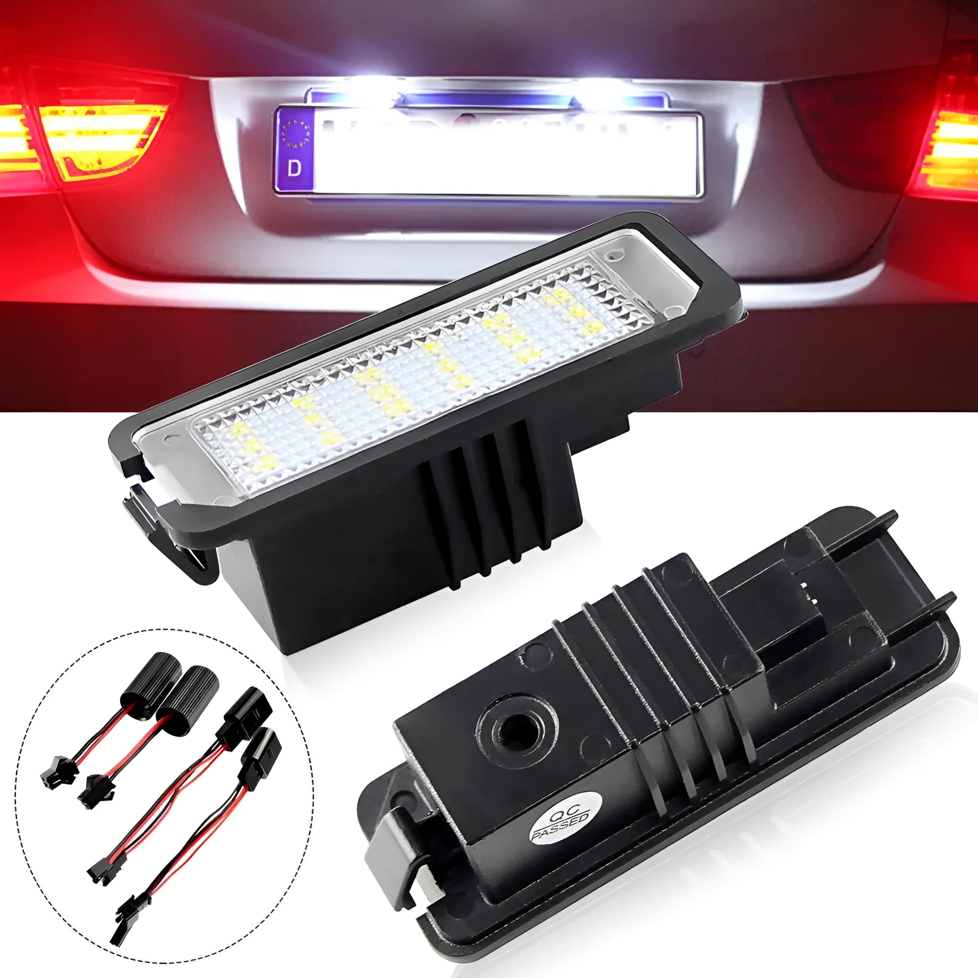 Volkswagen LED licence plate light replacement kit with 24 SMD LEDs for Golf Polo Phaeton models.