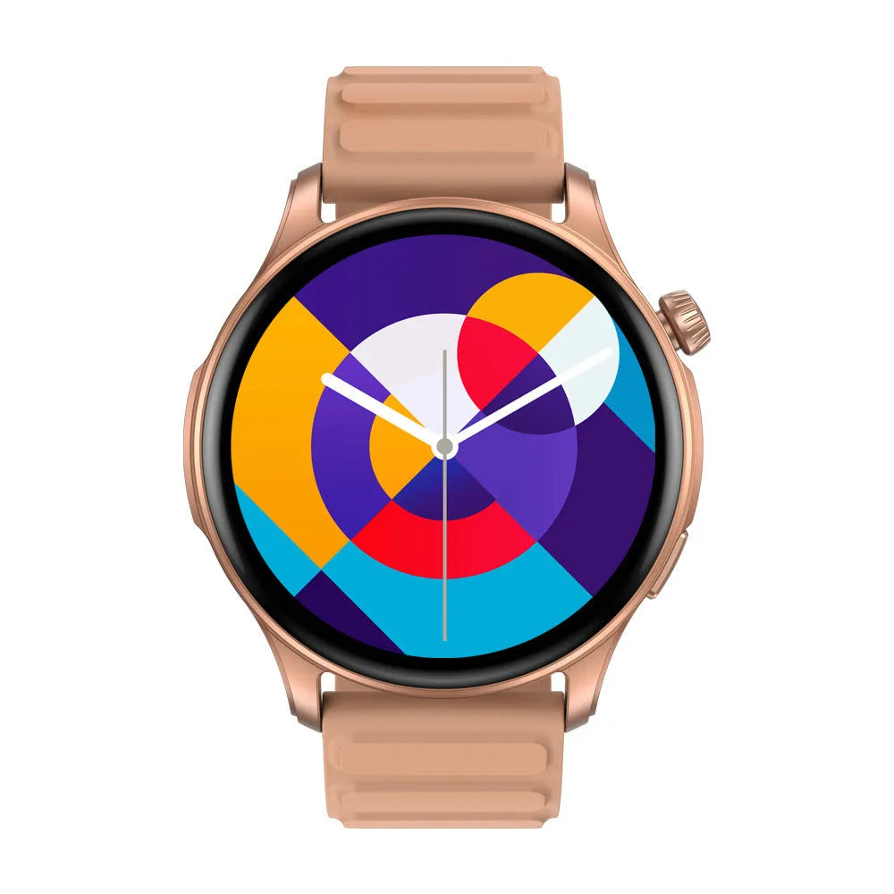Btalk 3 Pro smart watch in blue, grey, or pink colours showing AMOLED screen and compact case