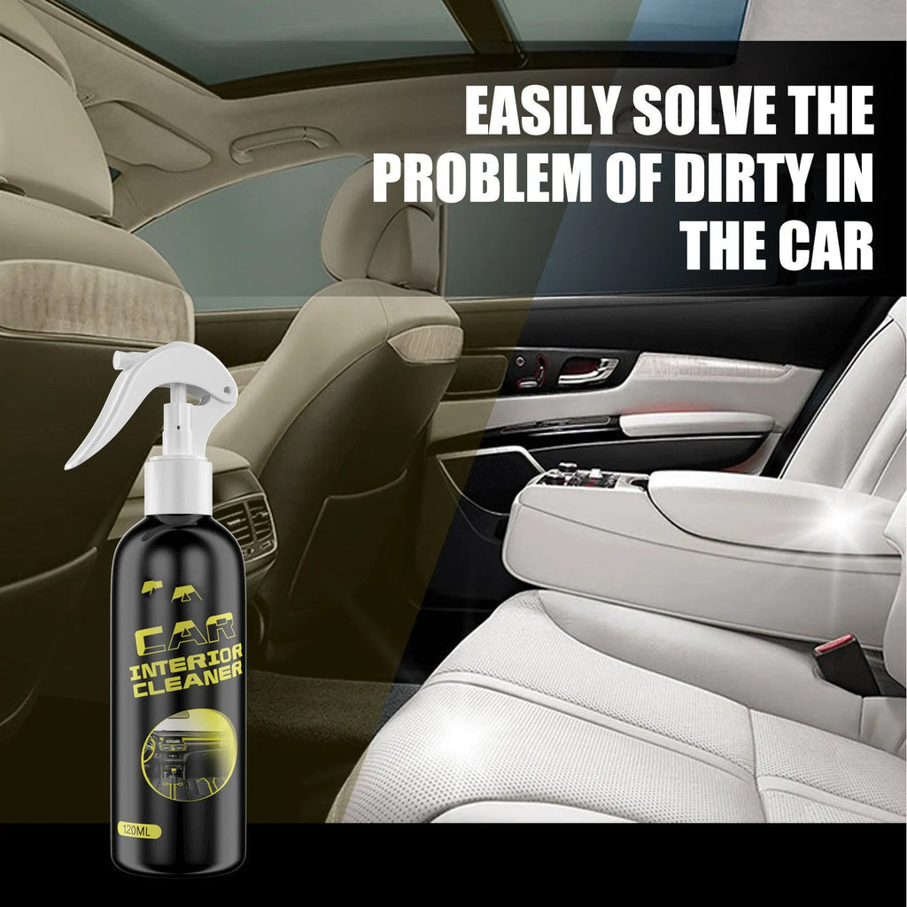 120ml bottle of car interior renovation cleaner for leather, plastic, and dashboard surfaces.