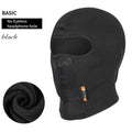 Unisex stretch fleece hood with glasses hole in basic black for skiing or cycling use