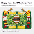 Plastic dog sniffing mat with treat-hiding surface in garden camping themed design