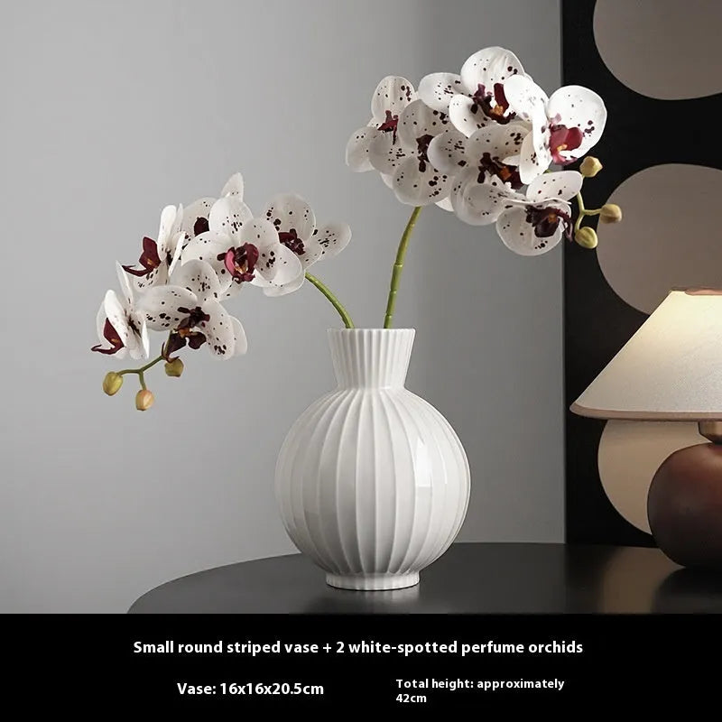 White striped ceramic ball vase American country style living room table decoration
