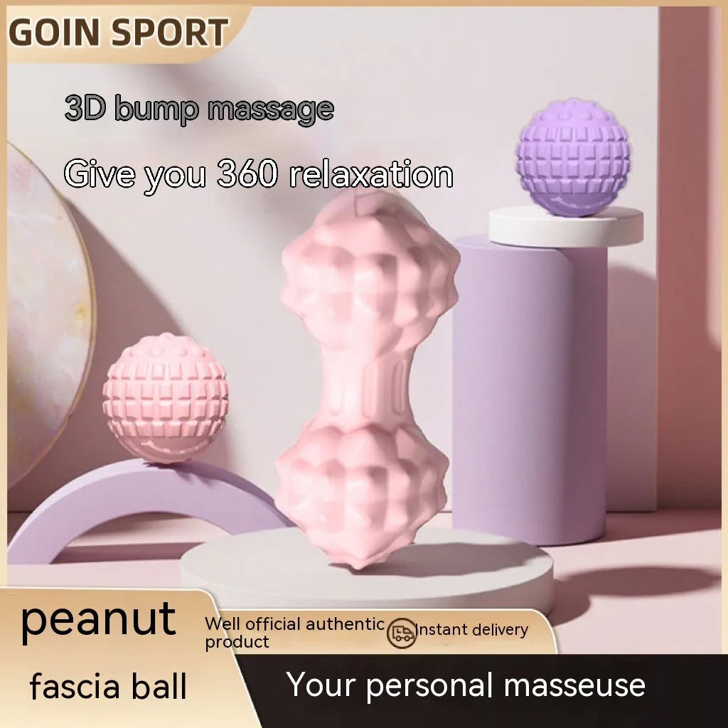 6cm diameter TPR foot massage ball in pink, blue, green, and purple colours with peanut ball and suit style options