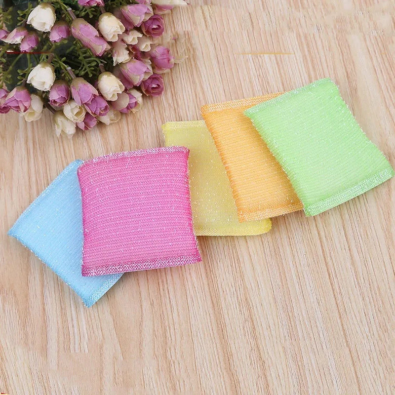 Macaron coloured pinstripe fabric dishwashing sponge mop for kitchen scrubbing.