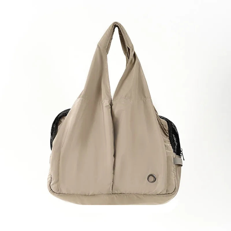 Apricot cloth pet summer handbag carrier measuring 41x16x28 cm for small dogs