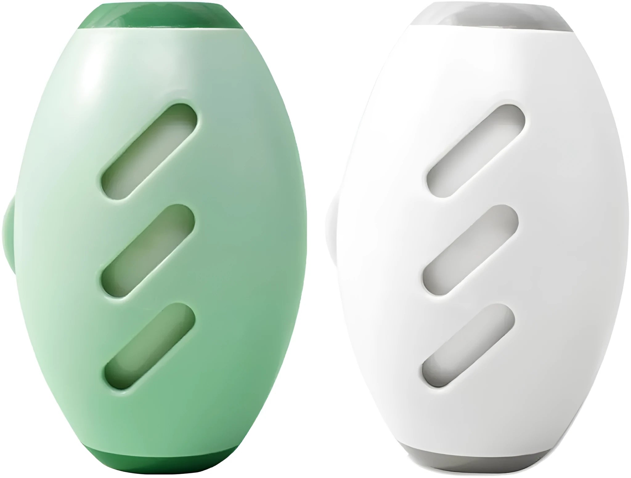 Green and white reusable gel lint roller balls for pet hair removal on fabric