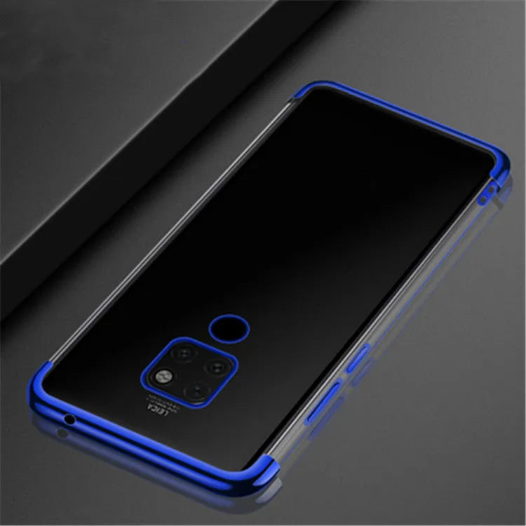 Three section TPU transparent mobile phone case back cover in black for Huawei P20