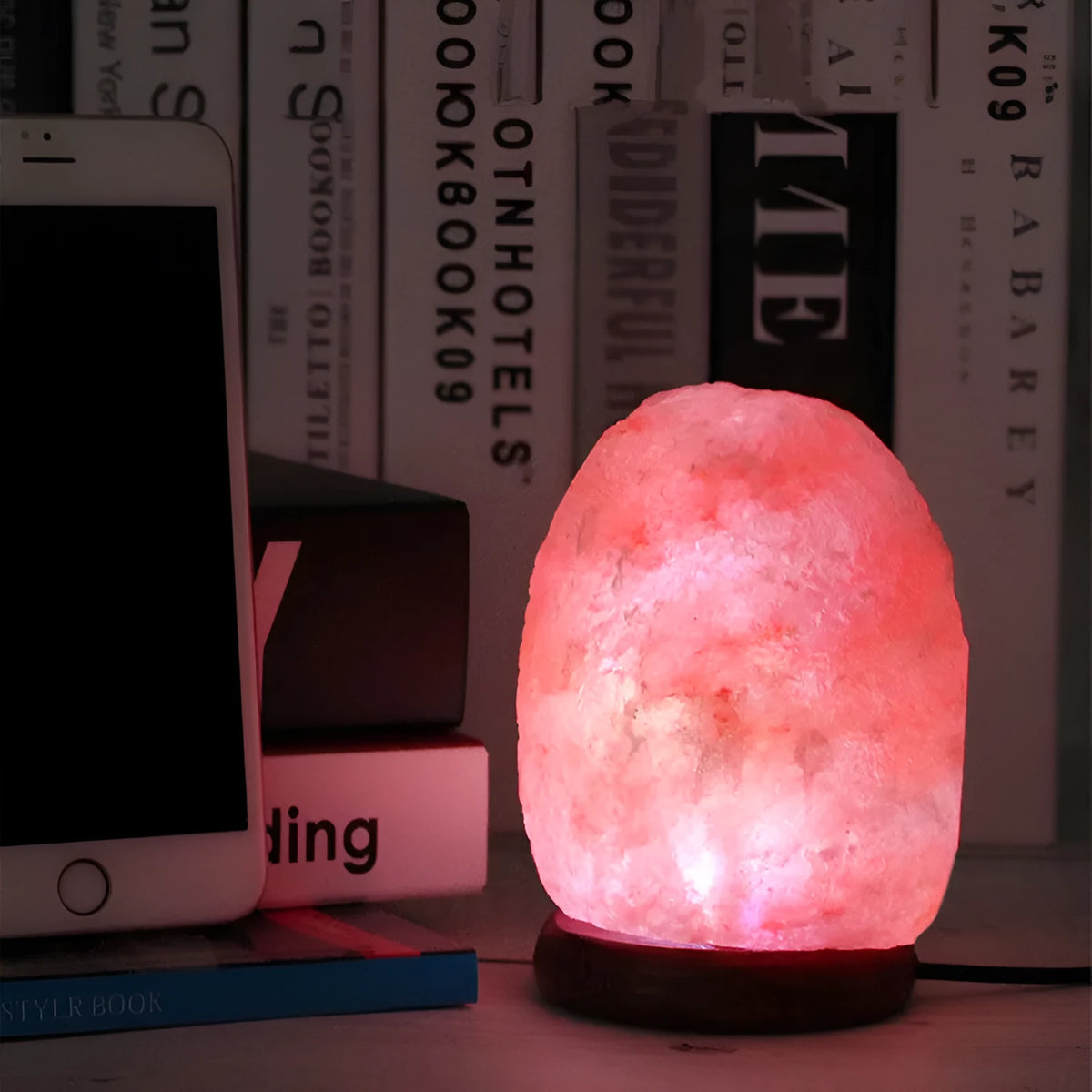 Crystal salt USB LED night lamp, 660 * 100mm, pink or white, colour changing or warm light