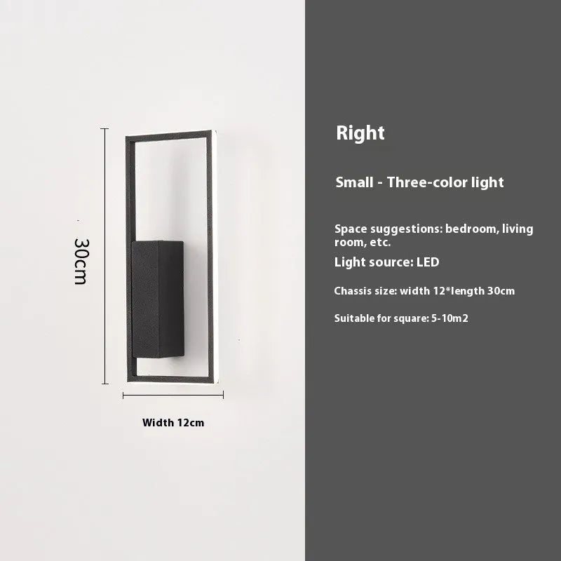 LED Nordic minimalist wall lamp in black finish with single head, small size for bedroom use