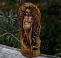 Detailed resin statue of a Greek goddess, 22cm tall, shown in one of three available colour finishes on a wooden surface.